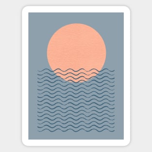 Ocean Wave Sun - Mid century modern Sticker